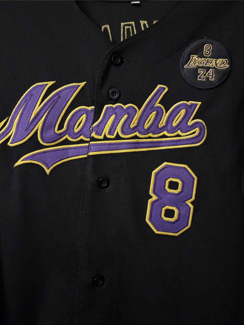 Kobe Bryant Custom Kids' Mamba Baseball Jersey with Purple & Gold Accents - Picture 2 of 6